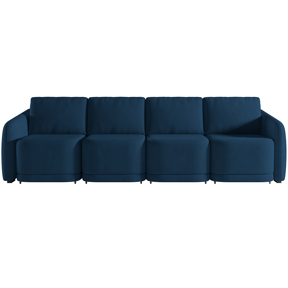 Sofá Cama para Sala de Estar 4 Lugares 316cm Montserrat K01 Veludo Azul Marinho - Lyam Decor