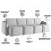 Sofá Cama para Sala de Estar 4 Lugares 316cm Montserrat K01 Veludo Cinza - Lyam Decor