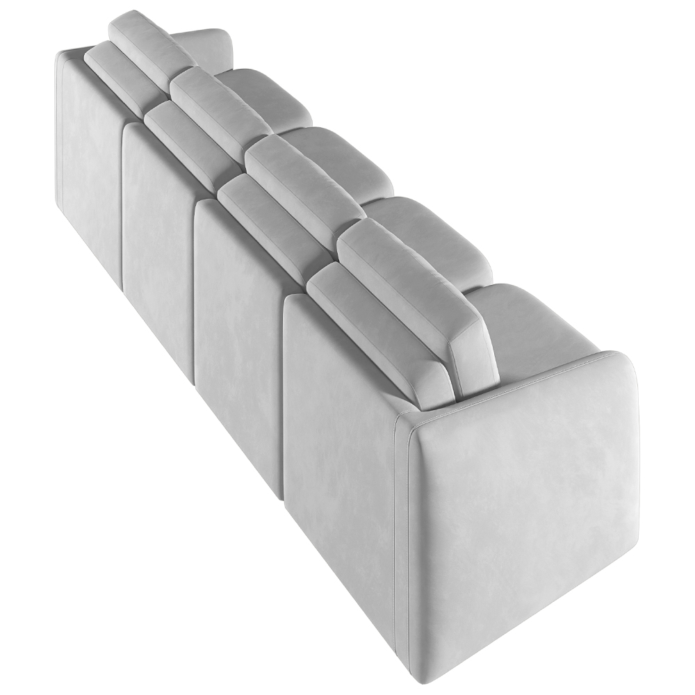 Sofá Cama para Sala de Estar 4 Lugares 316cm Montserrat K01 Veludo Cinza - Lyam Decor