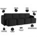 Sofá Cama para Sala de Estar 4 Lugares 316cm Montserrat K01 Veludo Preto - Lyam Decor