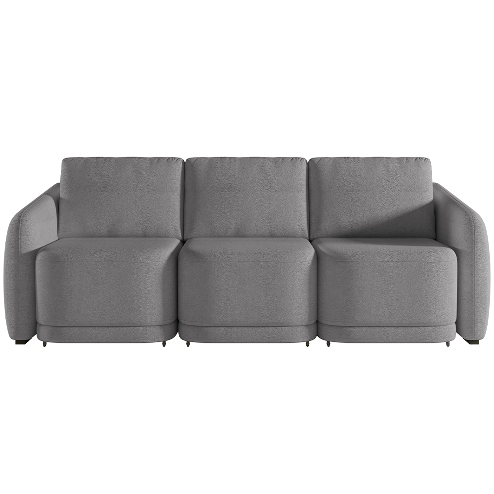 Sofá Cama para Sala de Estar 4 Lugares 336cm Montserrat K01 Bouclê Cinza - Lyam Decor