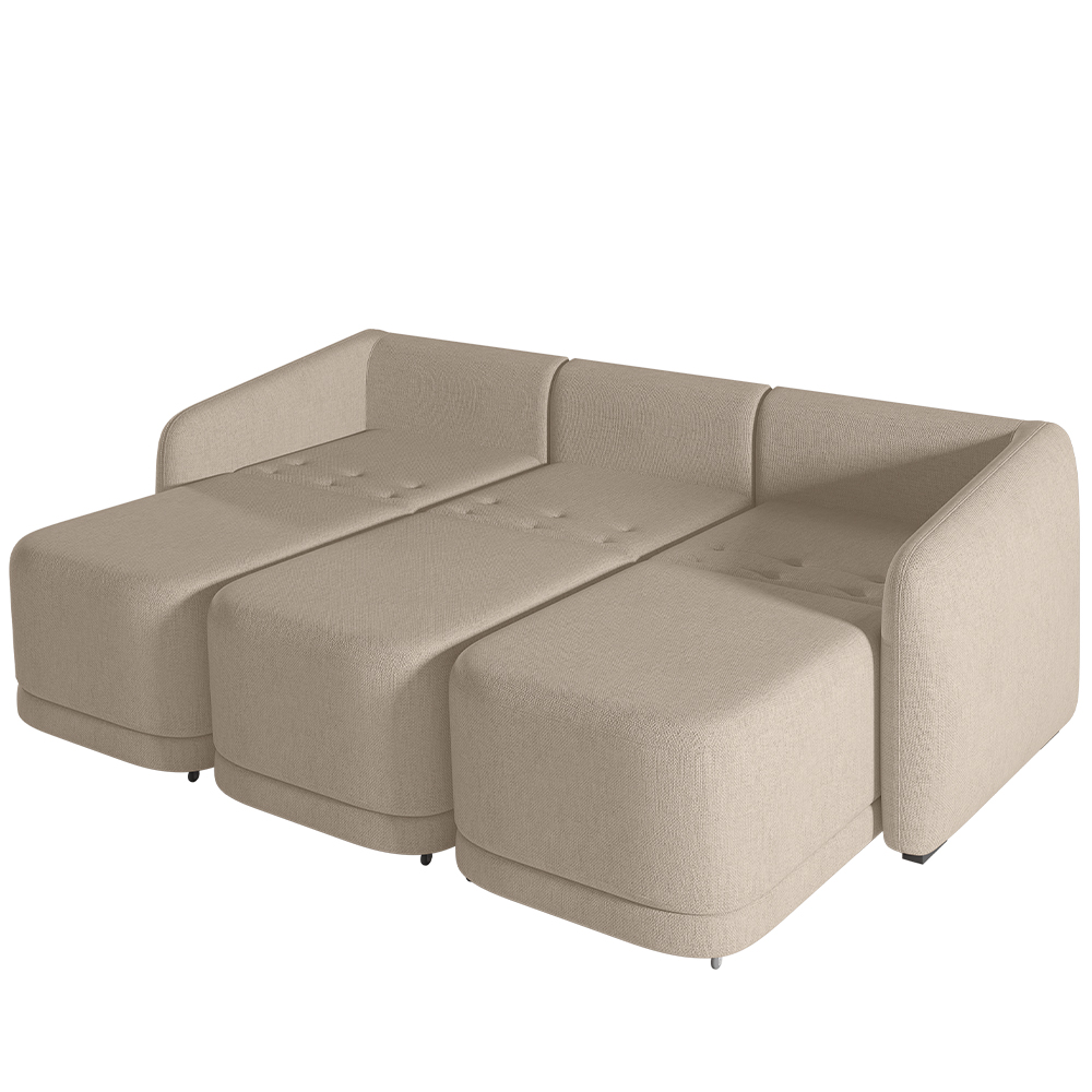 Sofá Cama para Sala de Estar 4 Lugares 336cm Montserrat K01 Linho Bege - Lyam Decor
