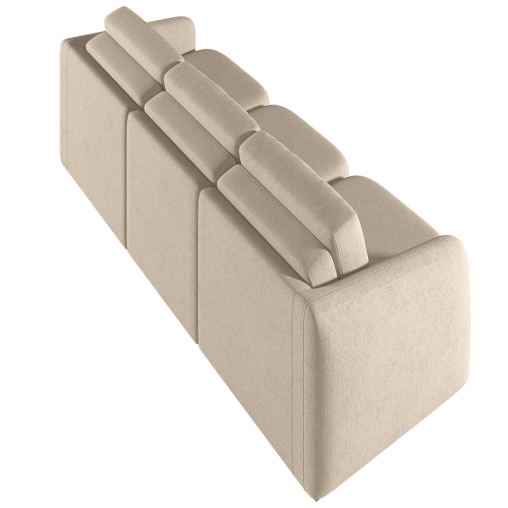 Sofá Cama para Sala de Estar 4 Lugares 336cm Montserrat K01 Linho Bege - Lyam Decor