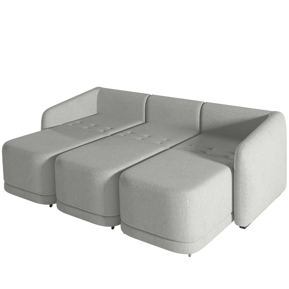 Sofá Cama para Sala de Estar 4 Lugares 336cm Montserrat K01 Linho Cinza - Lyam Decor