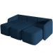 Sofá Cama para Sala de Estar 4 Lugares 336cm Montserrat K01 Veludo Azul Marinho - Lyam Decor