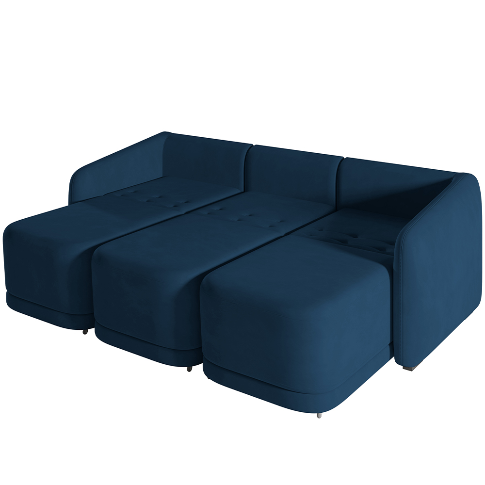 Sofá Cama para Sala de Estar 4 Lugares 336cm Montserrat K01 Veludo Azul Marinho - Lyam Decor