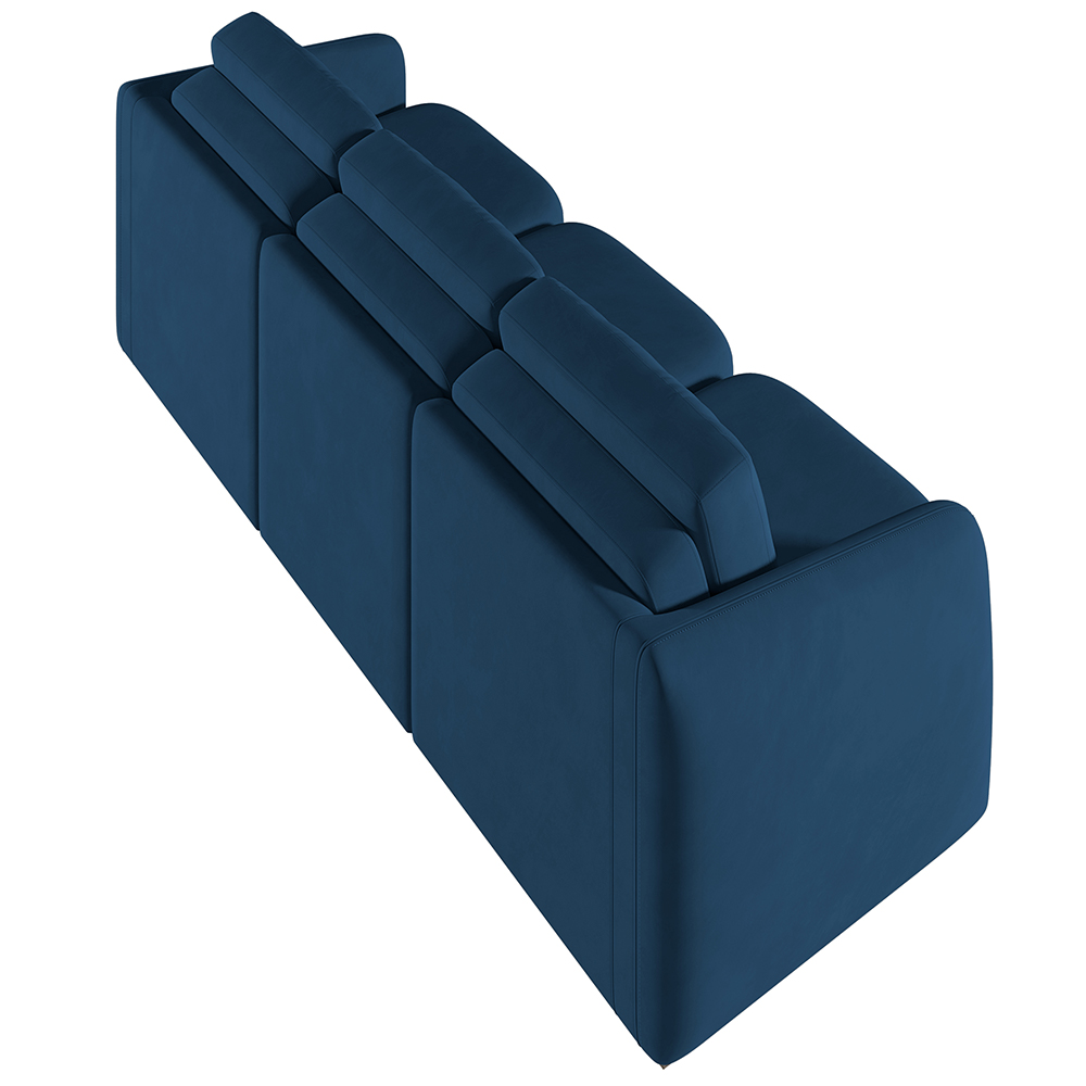 Sofá Cama para Sala de Estar 4 Lugares 336cm Montserrat K01 Veludo Azul Marinho - Lyam Decor