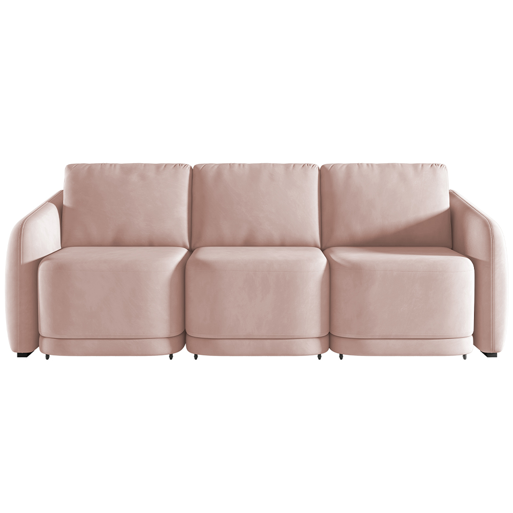 Sofá Cama para Sala de Estar 4 Lugares 336cm Montserrat K01 Veludo Rosê - Lyam Decor