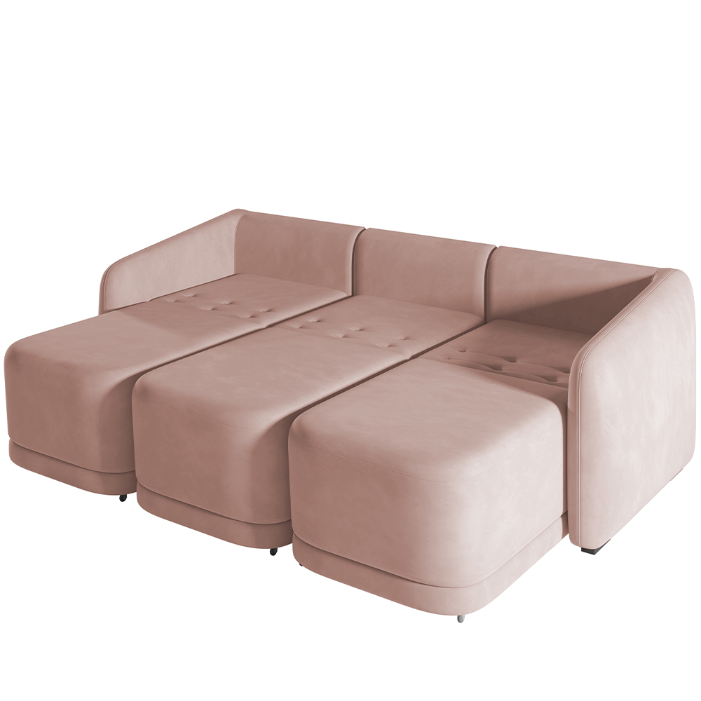 Sofá Cama para Sala de Estar 4 Lugares 336cm Montserrat K01 Veludo Rosê - Lyam Decor