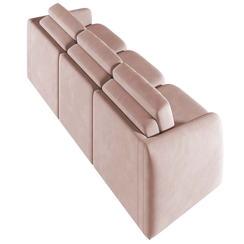 Sofá Cama para Sala de Estar 4 Lugares 336cm Montserrat K01 Veludo Rosê - Lyam Decor