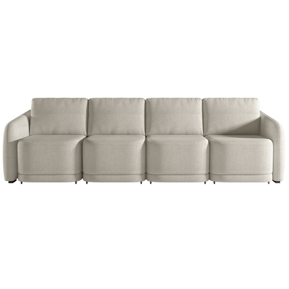 Sofá Cama para Sala de Estar 4 Lugares 356cm Montserrat K01 Bouclê Bege - Lyam Decor