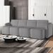 Sofá Cama para Sala de Estar 4 Lugares 356cm Montserrat K01 Bouclê Cinza - Lyam Decor