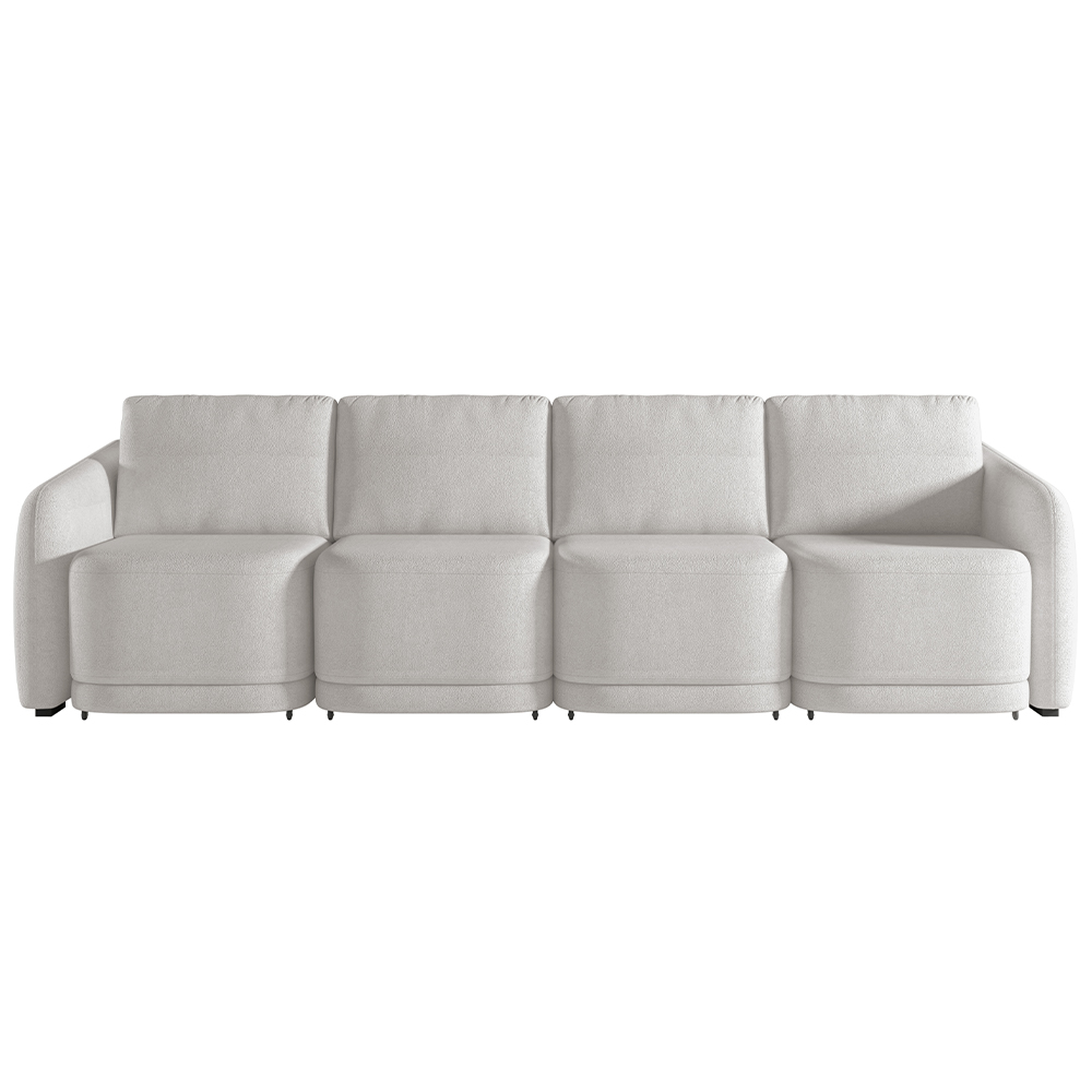 Sofá Cama para Sala de Estar 4 Lugares 356cm Montserrat K01 Bouclê Creme - Lyam Decor