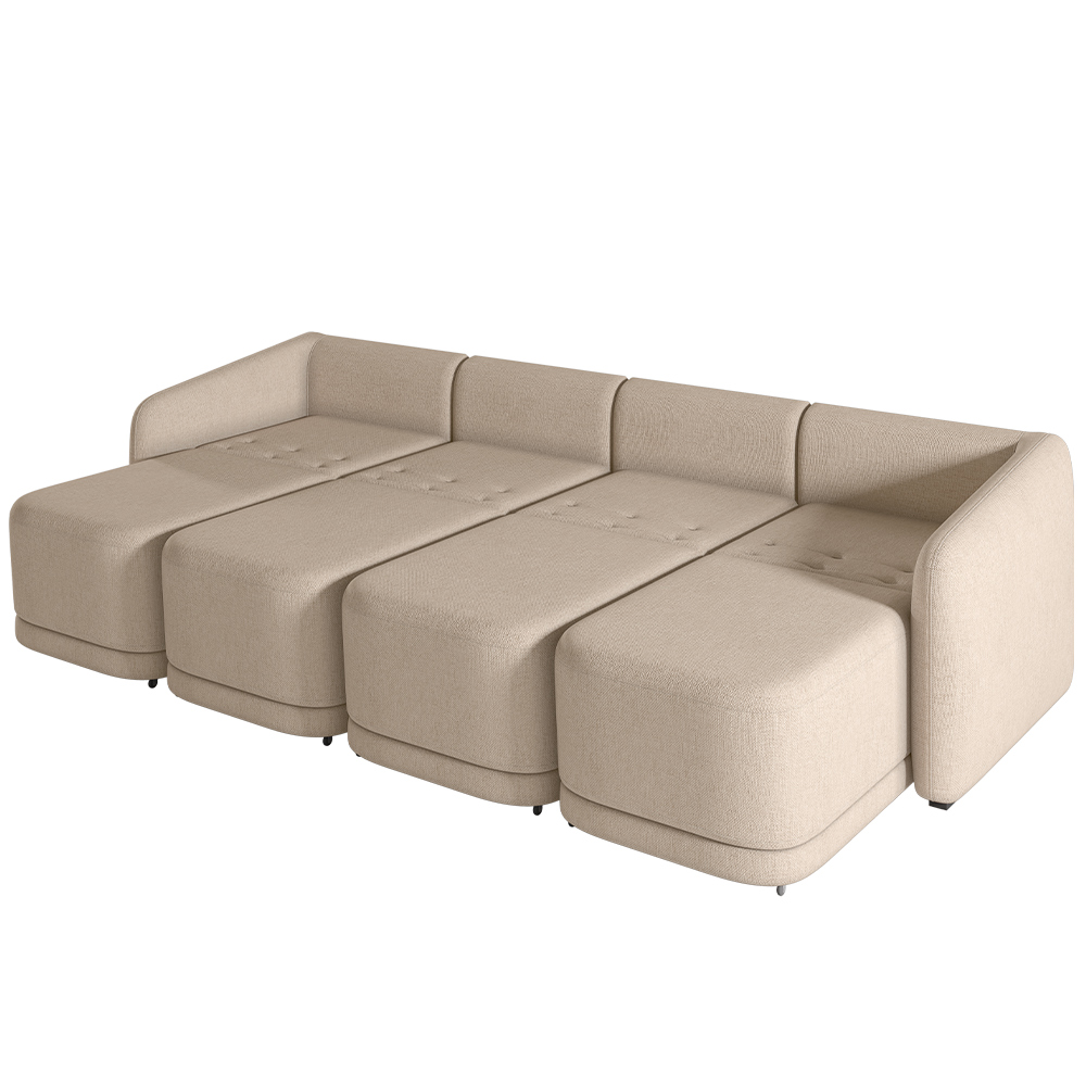 Sofá Cama para Sala de Estar 4 Lugares 356cm Montserrat K01 Linho Bege - Lyam Decor