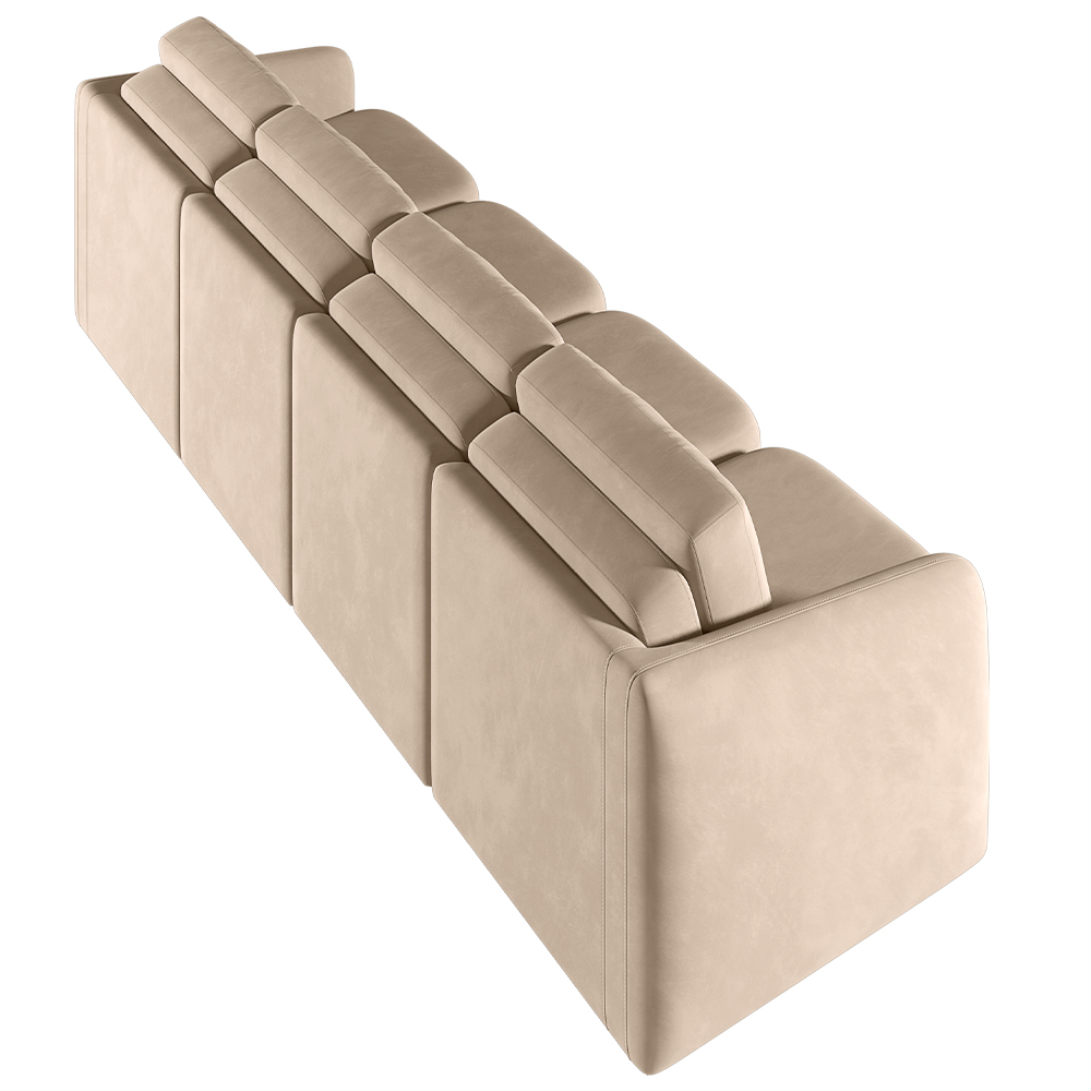 Sofá Cama para Sala de Estar 4 Lugares 356cm Montserrat K01 Veludo Bege - Lyam Decor