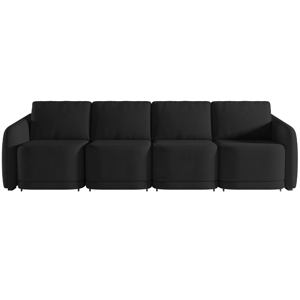 Sofá Cama para Sala de Estar 4 Lugares 356cm Montserrat K01 Veludo Preto - Lyam Decor