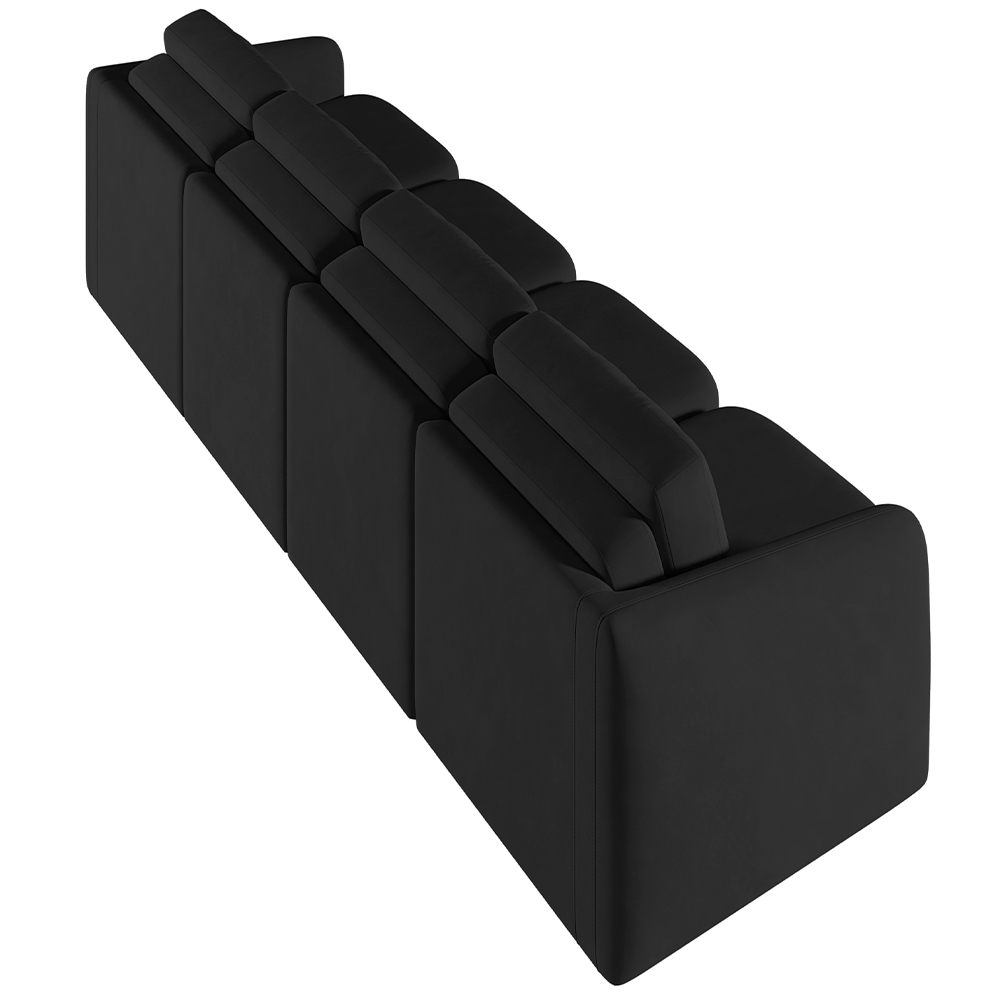 Sofá Cama para Sala de Estar 4 Lugares 356cm Montserrat K01 Veludo Preto - Lyam Decor