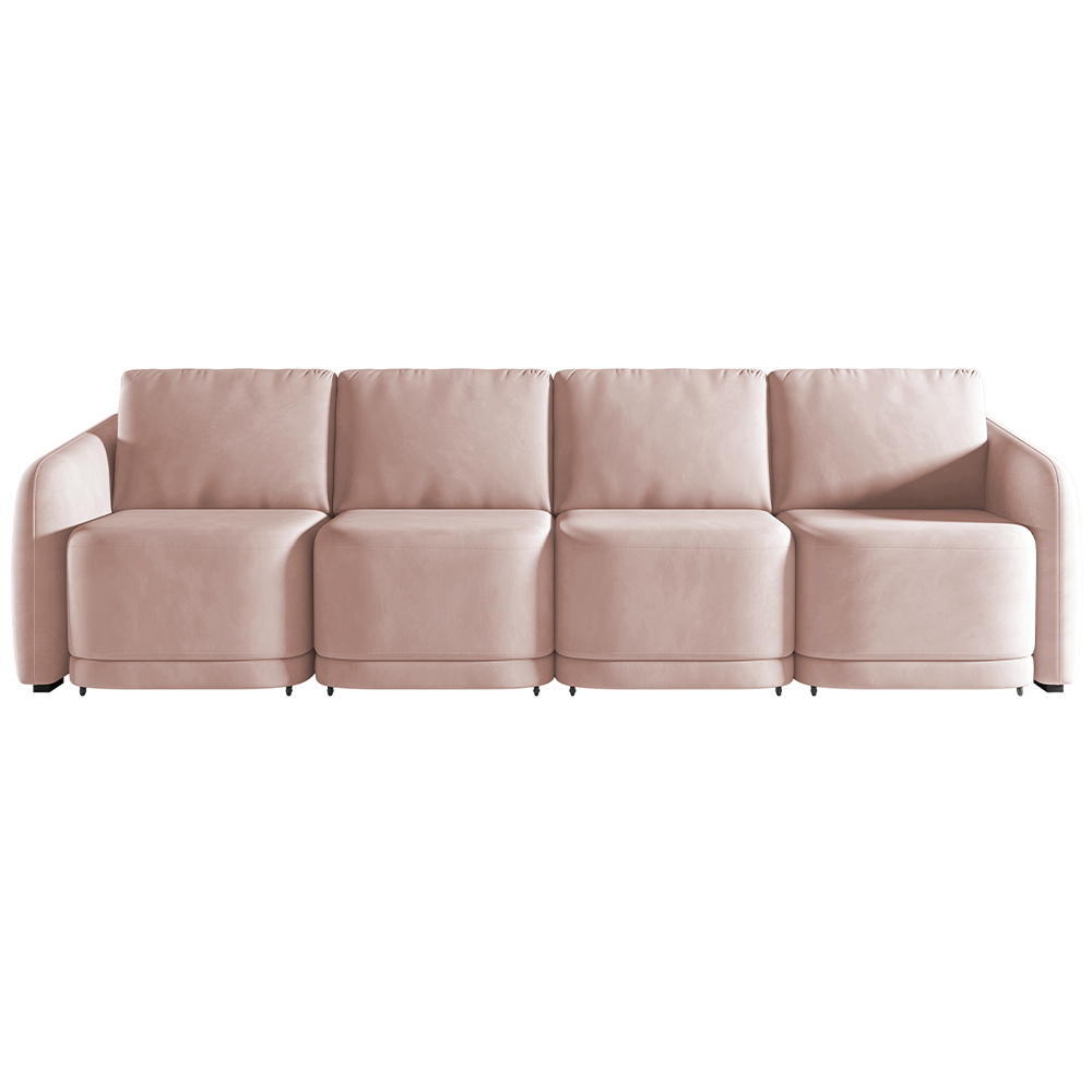 Sofá Cama para Sala de Estar 4 Lugares 356cm Montserrat K01 Veludo Rosê - Lyam Decor