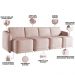 Sofá Cama para Sala de Estar 4 Lugares 356cm Montserrat K01 Veludo Rosê - Lyam Decor
