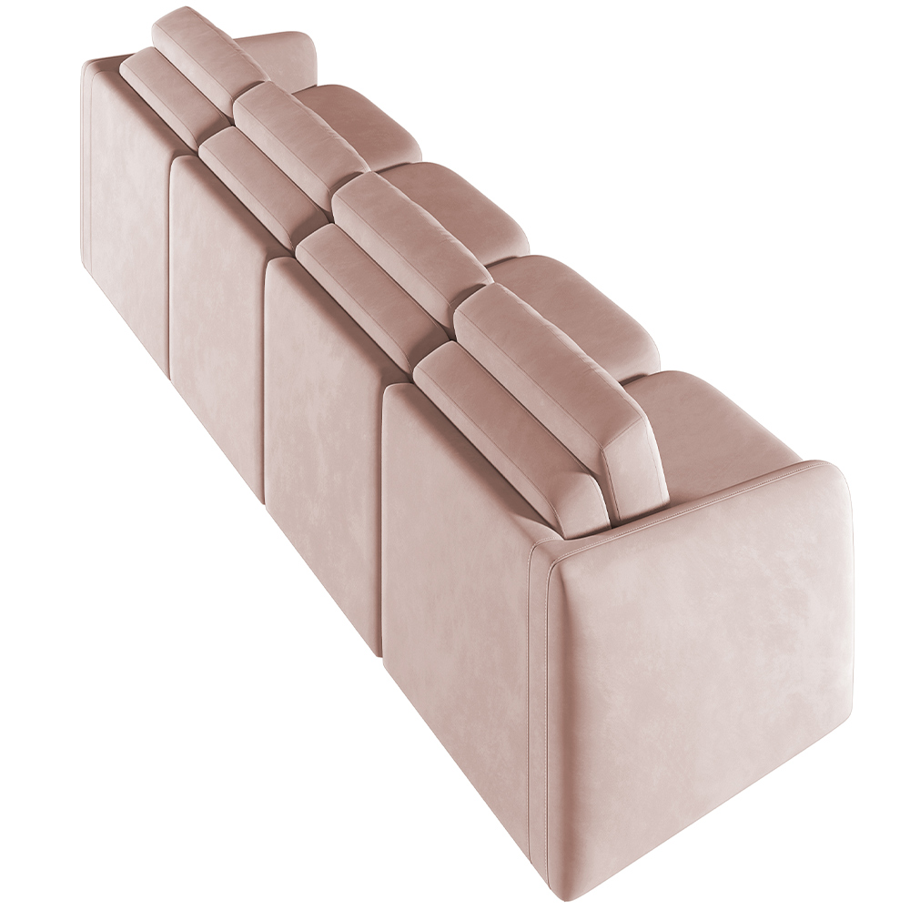 Sofá Cama para Sala de Estar 4 Lugares 356cm Montserrat K01 Veludo Rosê - Lyam Decor
