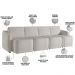 Sofá Cama para Sala de Estar 4 Lugares 396cm Montserrat K01 Bouclê Creme - Lyam Decor