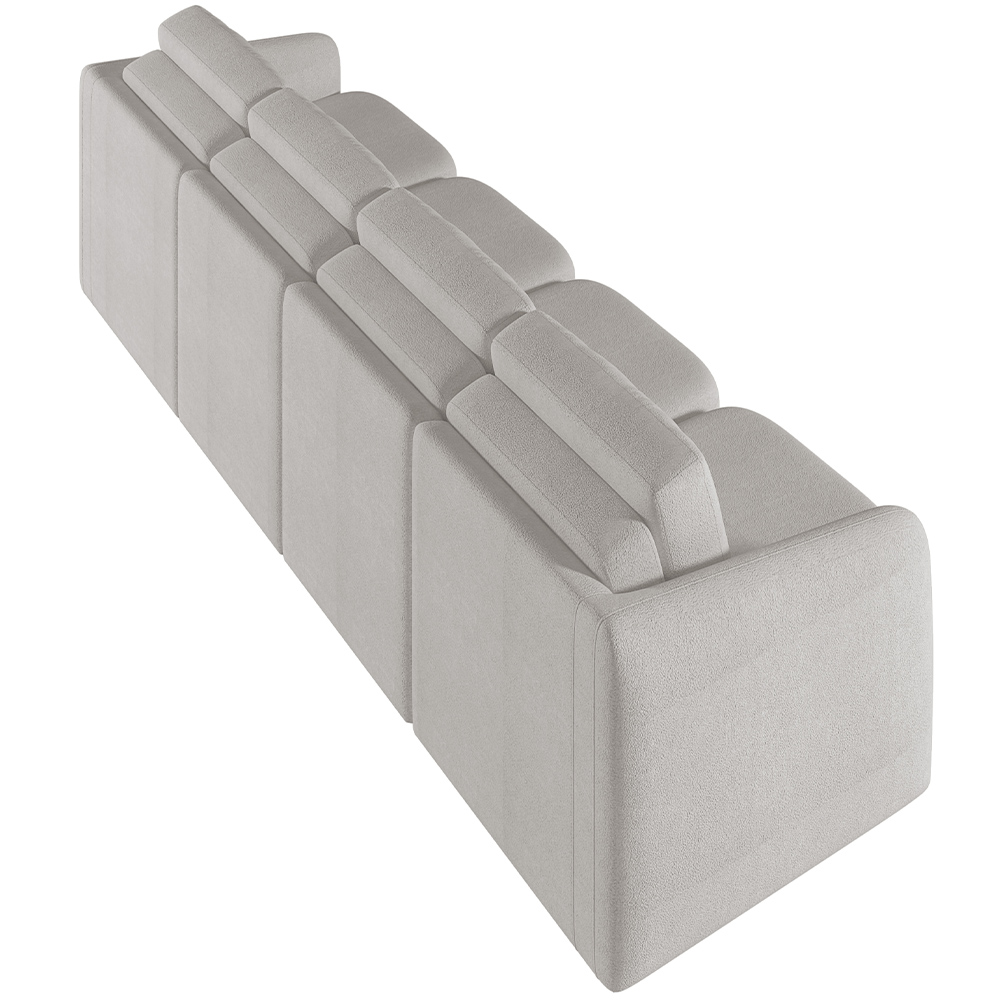 Sofá Cama para Sala de Estar 4 Lugares 396cm Montserrat K01 Bouclê Creme - Lyam Decor