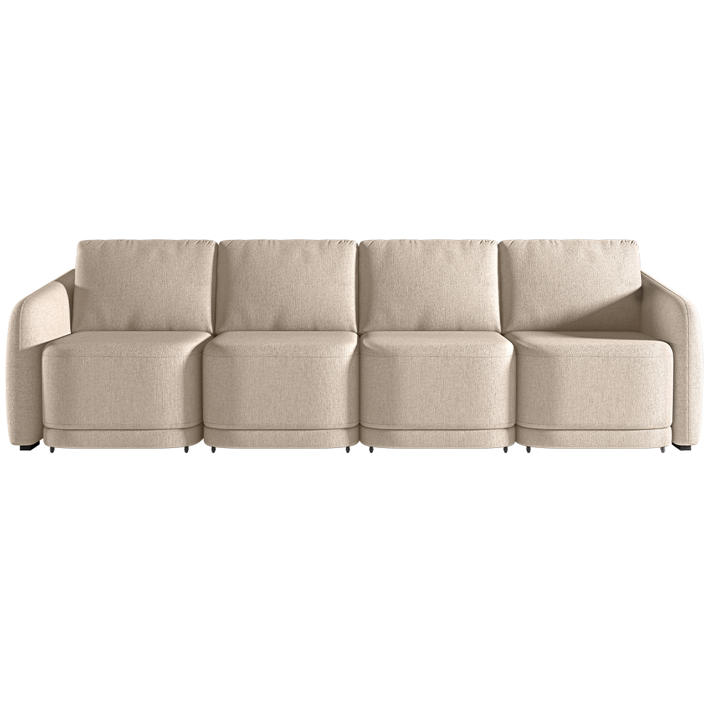 Sofá Cama para Sala de Estar 4 Lugares 396cm Montserrat K01 Linho Bege - Lyam Decor