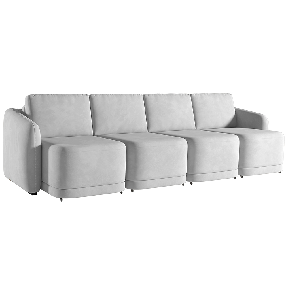 Sofá Cama para Sala de Estar 4 Lugares 396cm Montserrat K01 Veludo Cinza - Lyam Decor