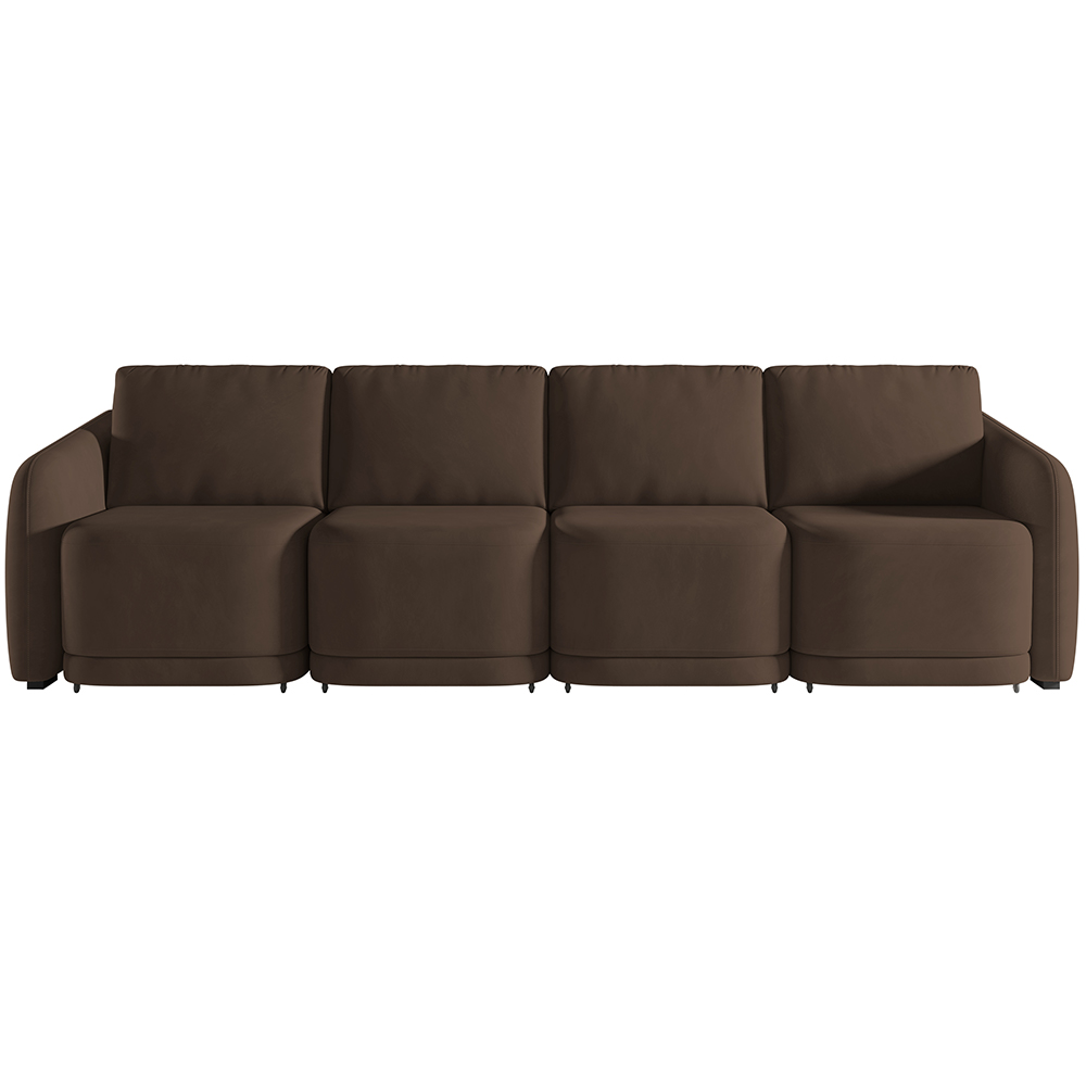 Sofá Cama para Sala de Estar 4 Lugares 396cm Montserrat K01 Veludo Marrom - Lyam Decor