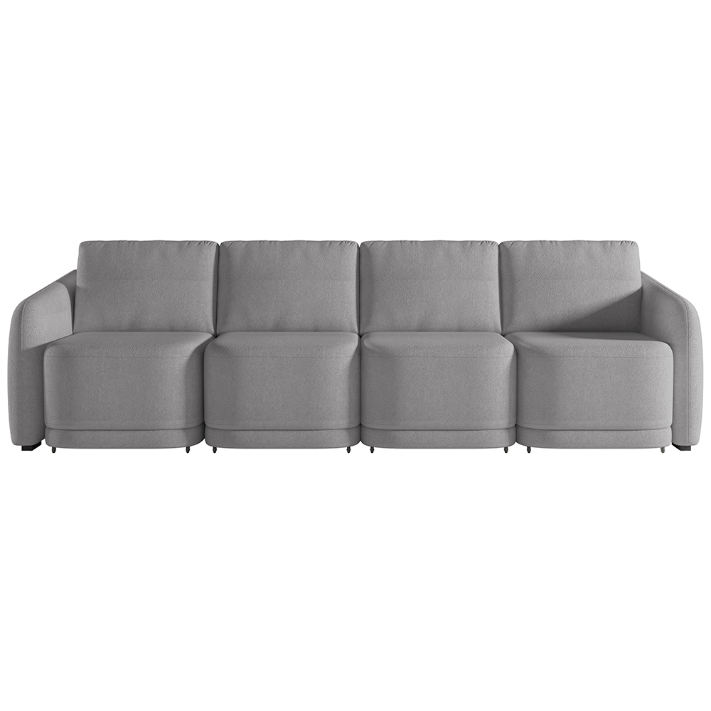 Sofá Cama para Sala de Estar 5 Lugares 436cm Montserrat K01 Bouclê Cinza - Lyam Decor