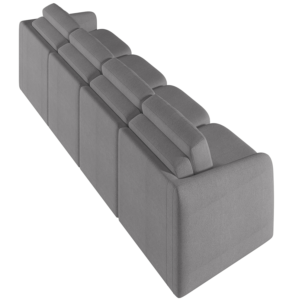Sofá Cama para Sala de Estar 5 Lugares 436cm Montserrat K01 Bouclê Cinza - Lyam Decor