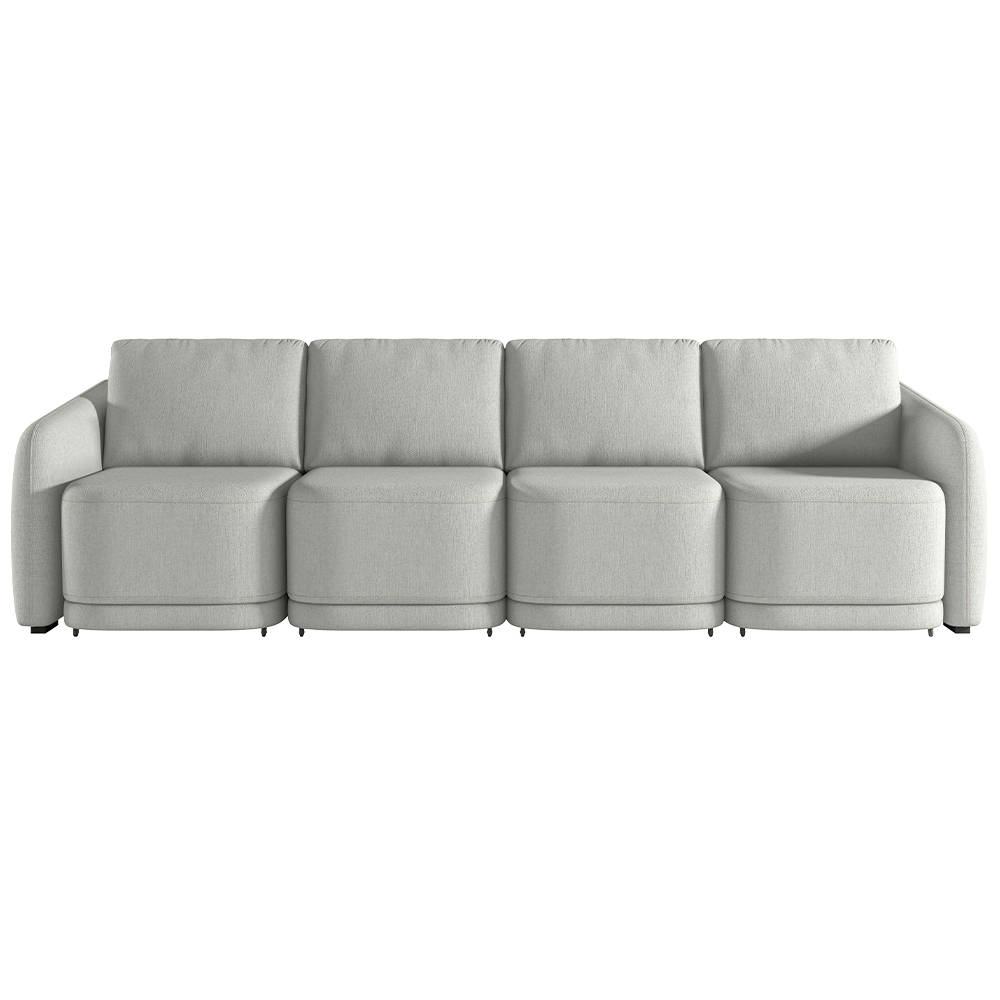 Sofá Cama para Sala de Estar 5 Lugares 436cm Montserrat K01 Linho Cinza - Lyam Decor