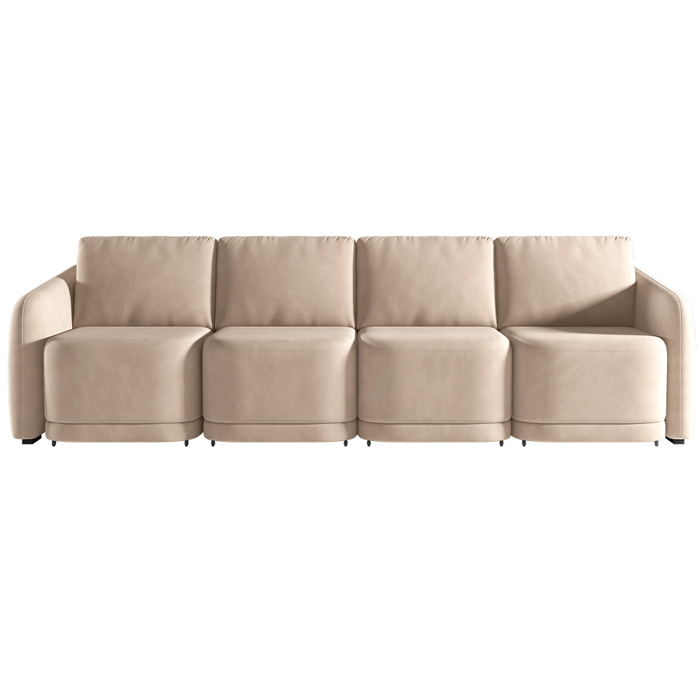 Sofá Cama para Sala de Estar 5 Lugares 436cm Montserrat K01 Veludo Bege - Lyam Decor