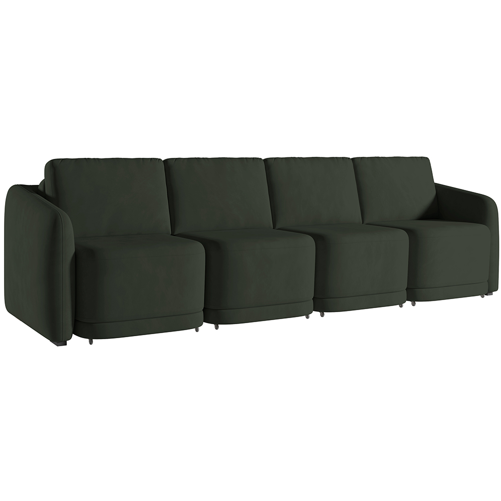 Sofá Cama para Sala de Estar 5 Lugares 436cm Montserrat K01 Veludo Verde - Lyam Decor