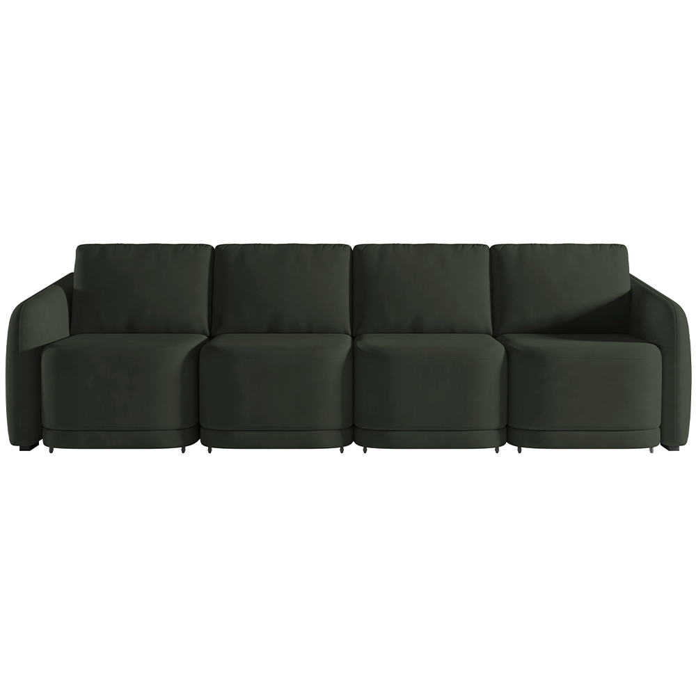 Sofá Cama para Sala de Estar 5 Lugares 436cm Montserrat K01 Veludo Verde - Lyam Decor