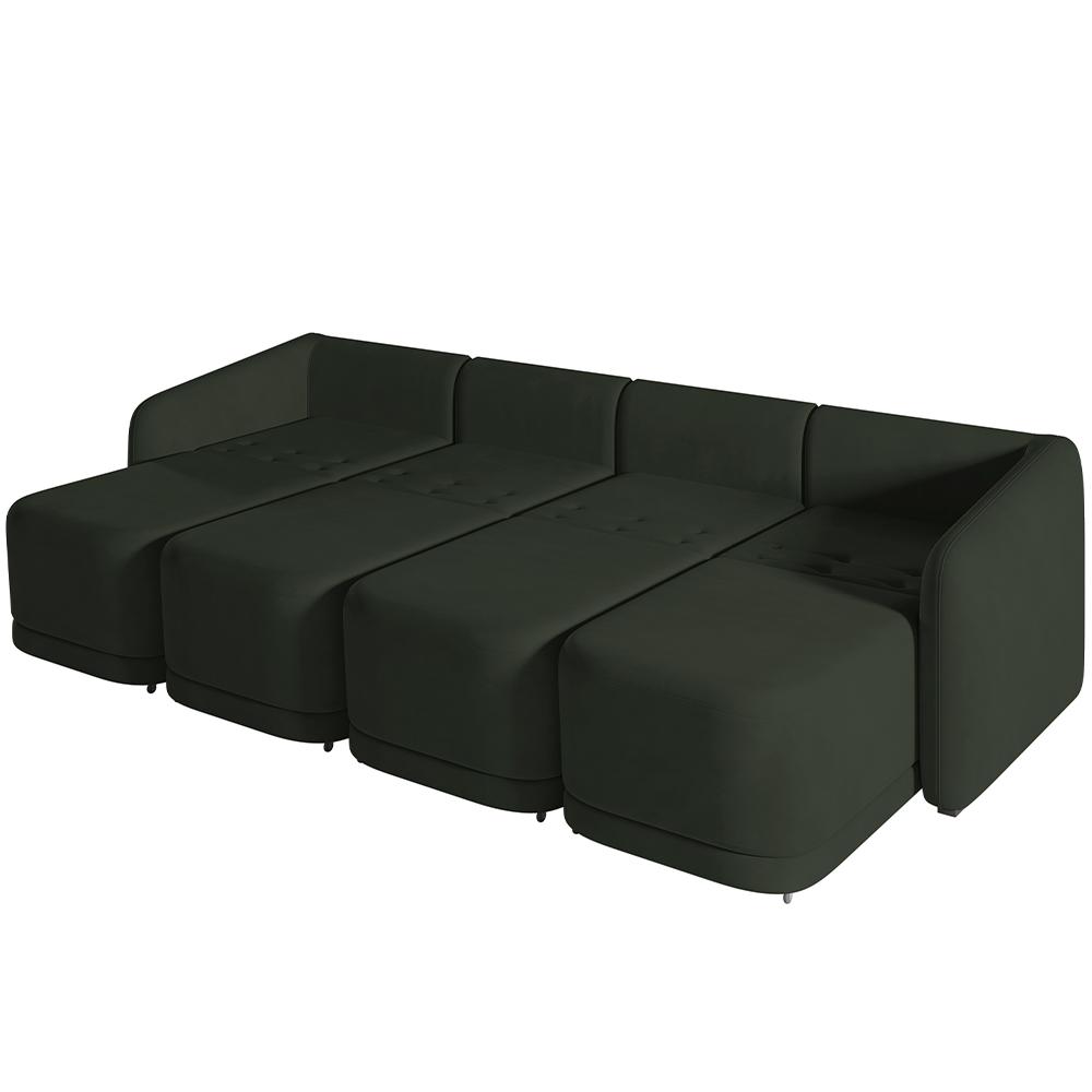 Sofá Cama para Sala de Estar 5 Lugares 436cm Montserrat K01 Veludo Verde - Lyam Decor