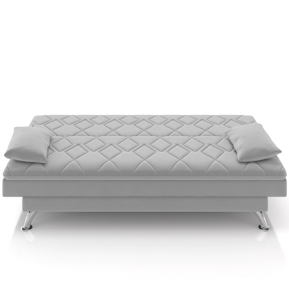 Sofá Cama para Sala de Estar Quarto 193cm Lia M03 Veludo Cinza - Lyam Decor