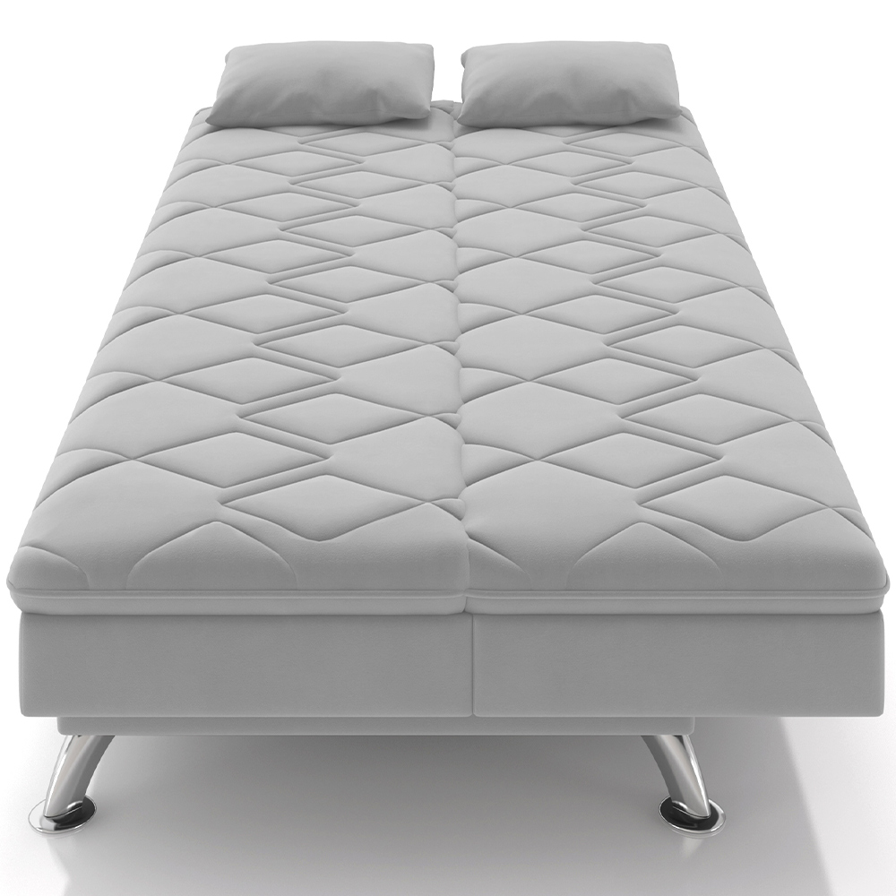 Sofá Cama para Sala de Estar Quarto 193cm Lia M03 Veludo Cinza - Lyam Decor
