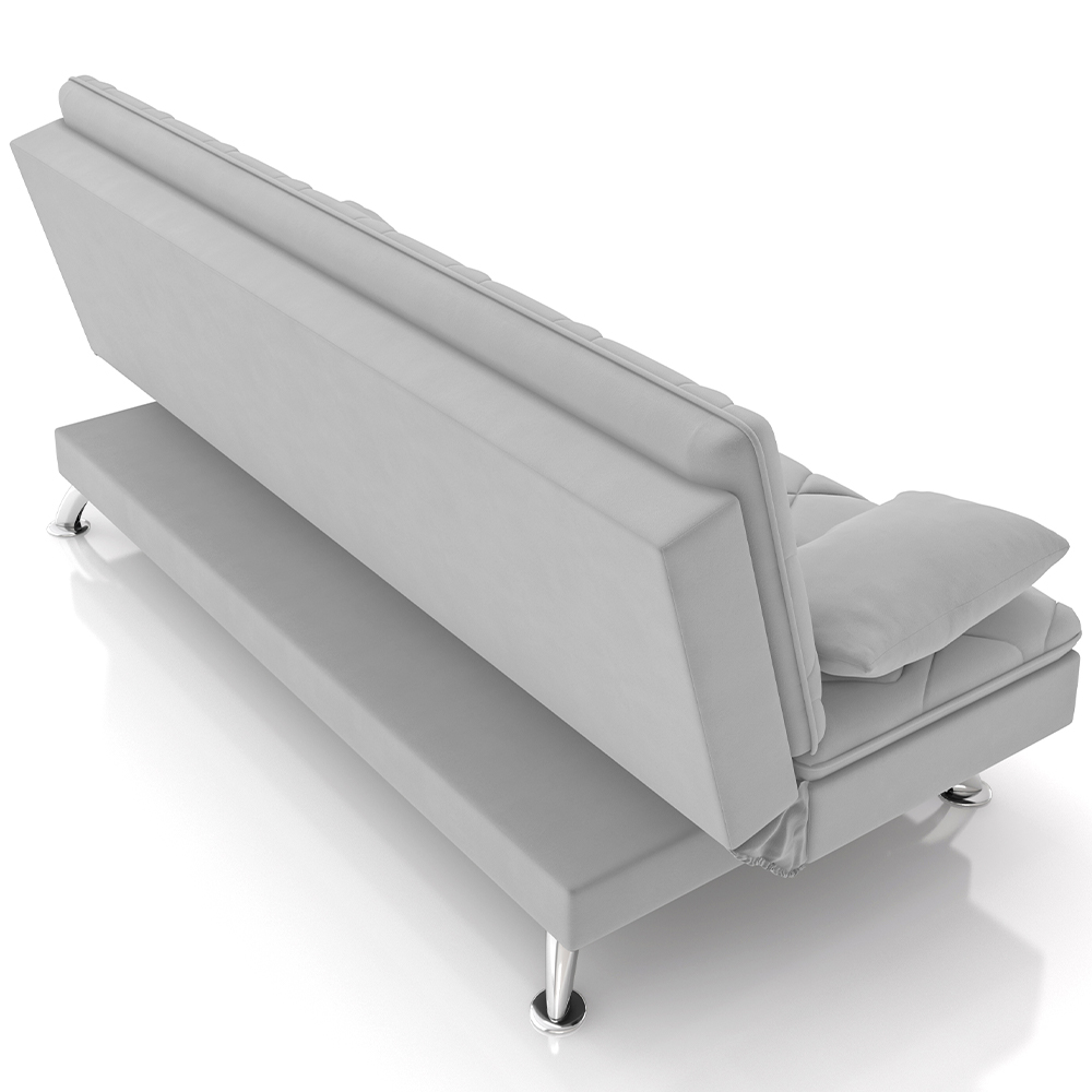 Sofá Cama para Sala de Estar Quarto 193cm Lia M03 Veludo Cinza - Lyam Decor