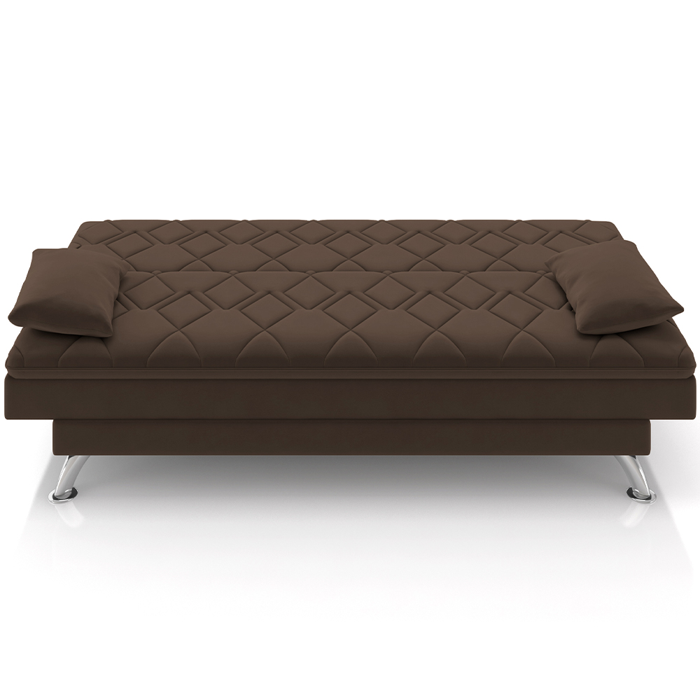 Sofá Cama para Sala de Estar Quarto 193cm Lia M03 Veludo Marrom - Lyam Decor