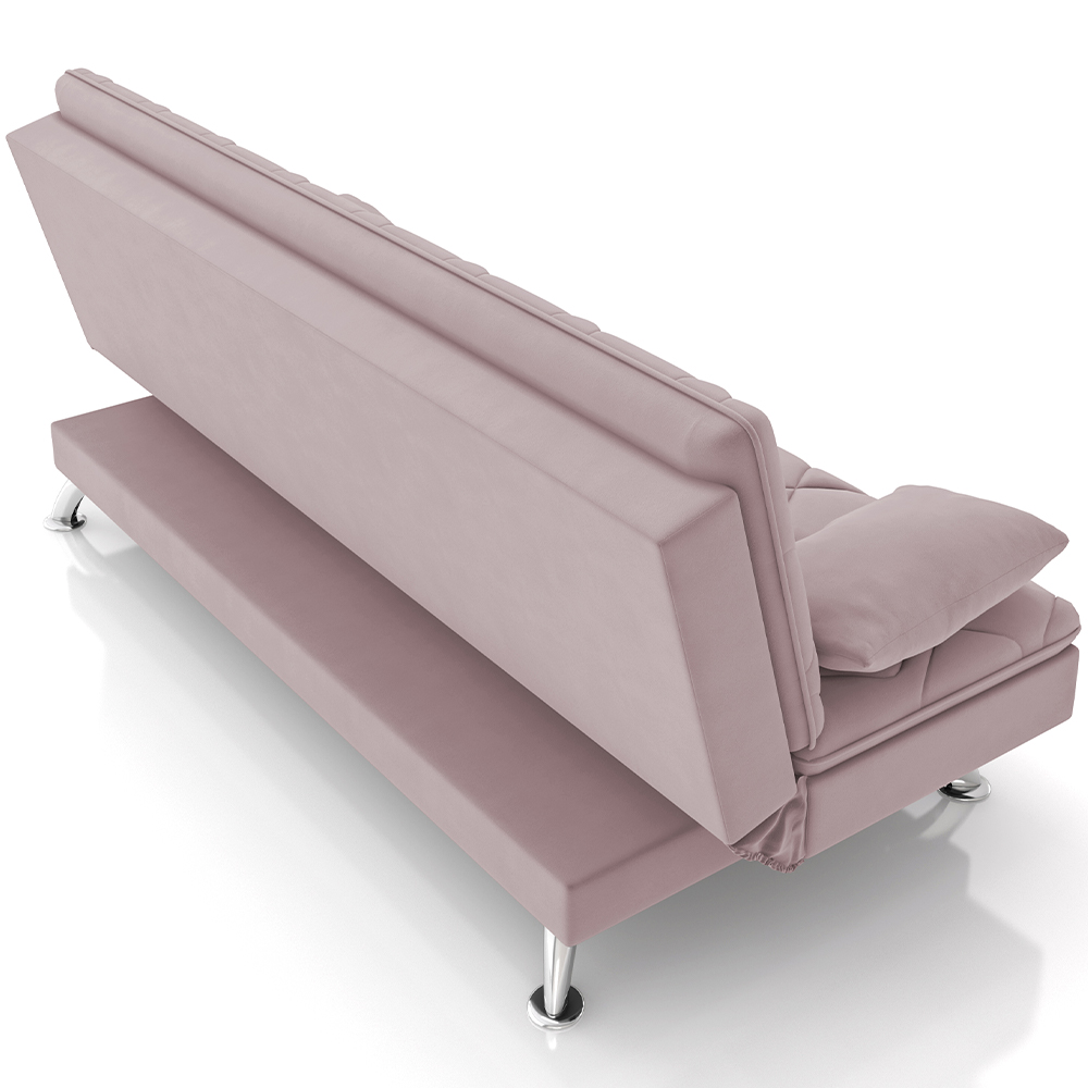 Sofá Cama para Sala de Estar Quarto 193cm Lia M03 Veludo Rosê - Lyam Decor