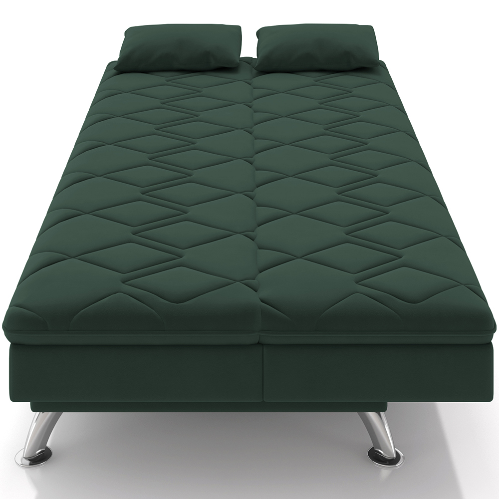 Sofá Cama para Sala de Estar Quarto 193cm Lia M03 Veludo Verde Musgo - Lyam Decor