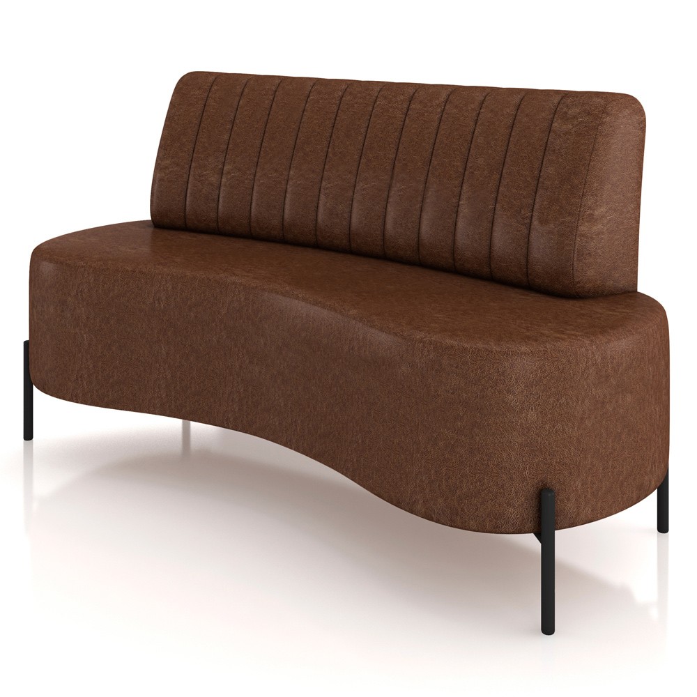 Sofá Chaise 2 Lugares Sala Living 135cm Pés Industrial Cayman K01 Couríssimo Marrom - Lyam Decor