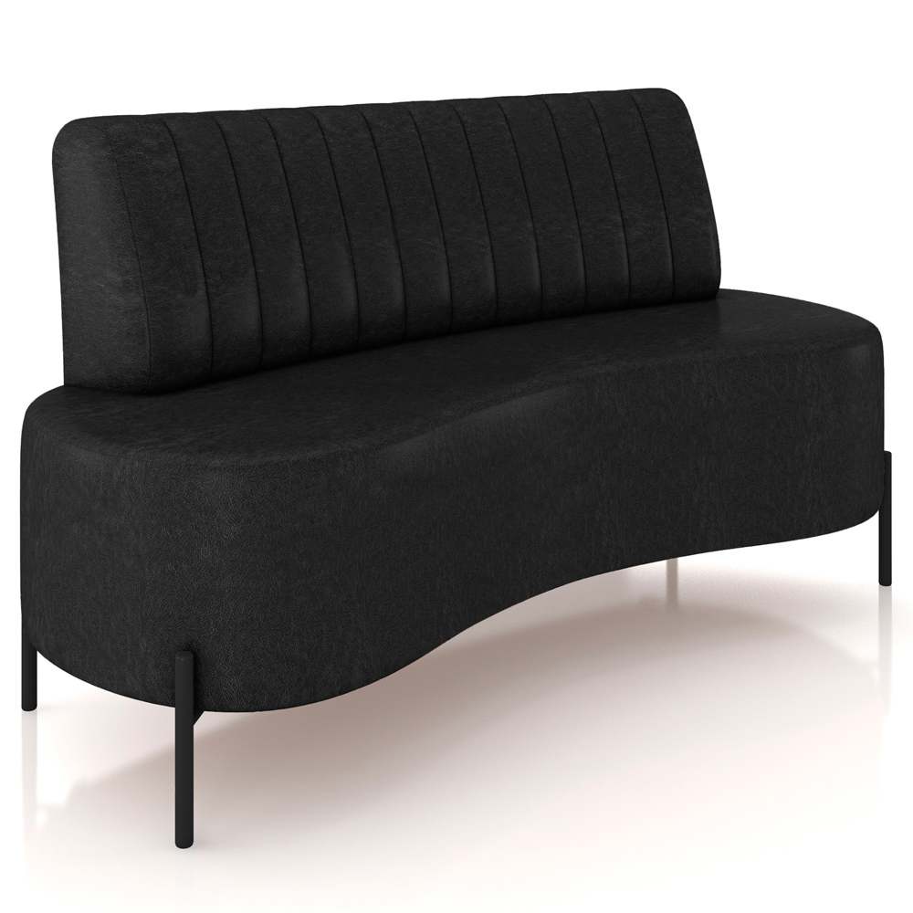 Sofá Chaise 2 Lugares Sala Living 135cm Pés Industrial Cayman K01 Couríssimo Preto - Lyam Decor