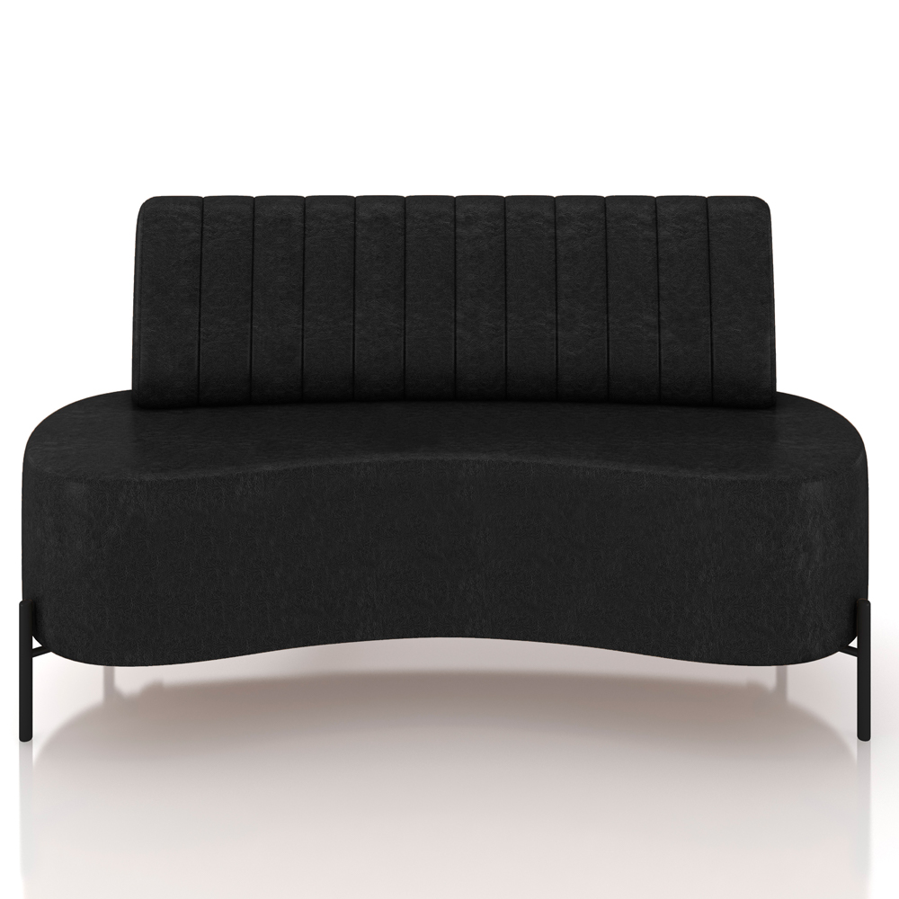 Sofá Chaise 2 Lugares Sala Living 135cm Pés Industrial Cayman K01 Couríssimo Preto - Lyam Decor