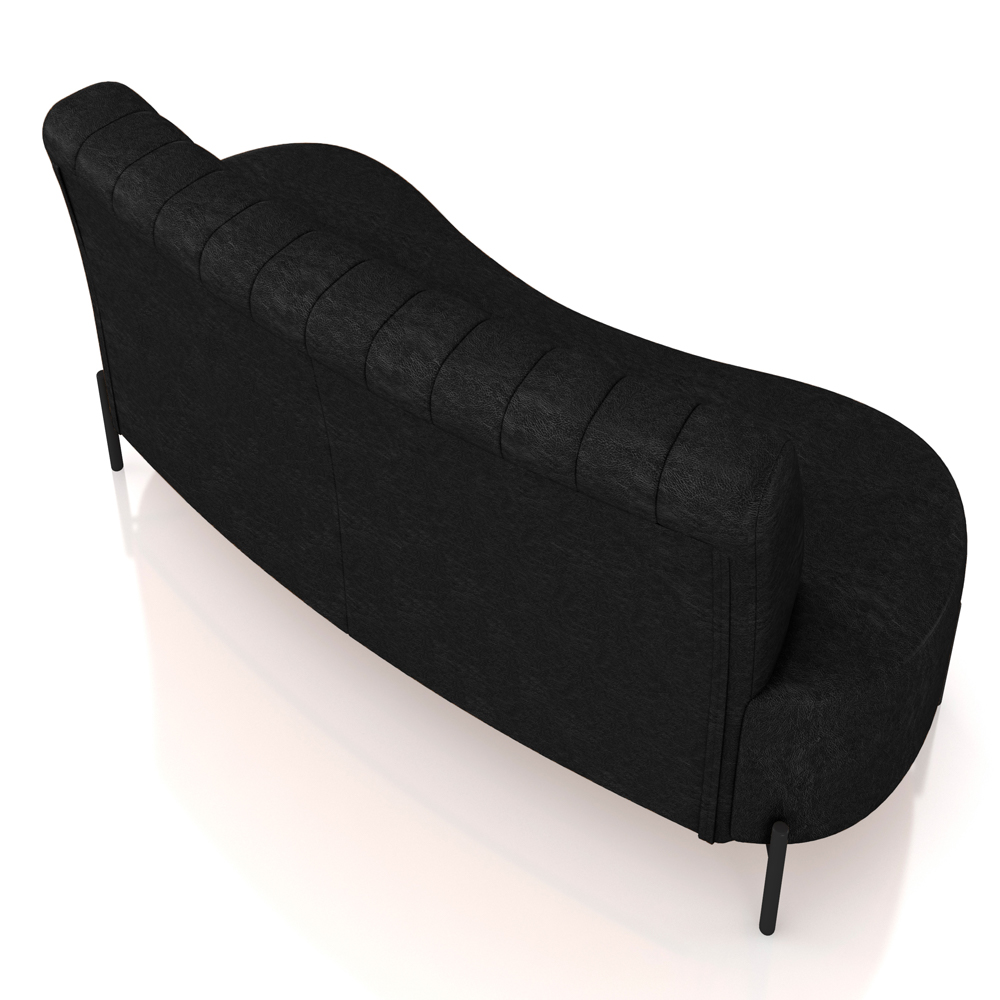 Sofá Chaise 2 Lugares Sala Living 135cm Pés Industrial Cayman K01 Couríssimo Preto - Lyam Decor