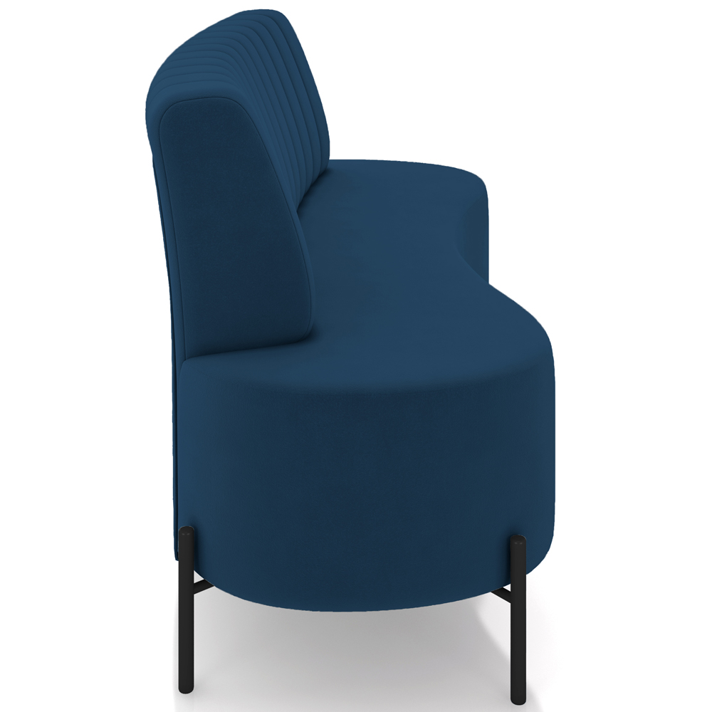Sofá Chaise 2 Lugares Sala Living 135cm Pés Industrial Cayman K01 Veludo Azul Marinho - Lyam Decor