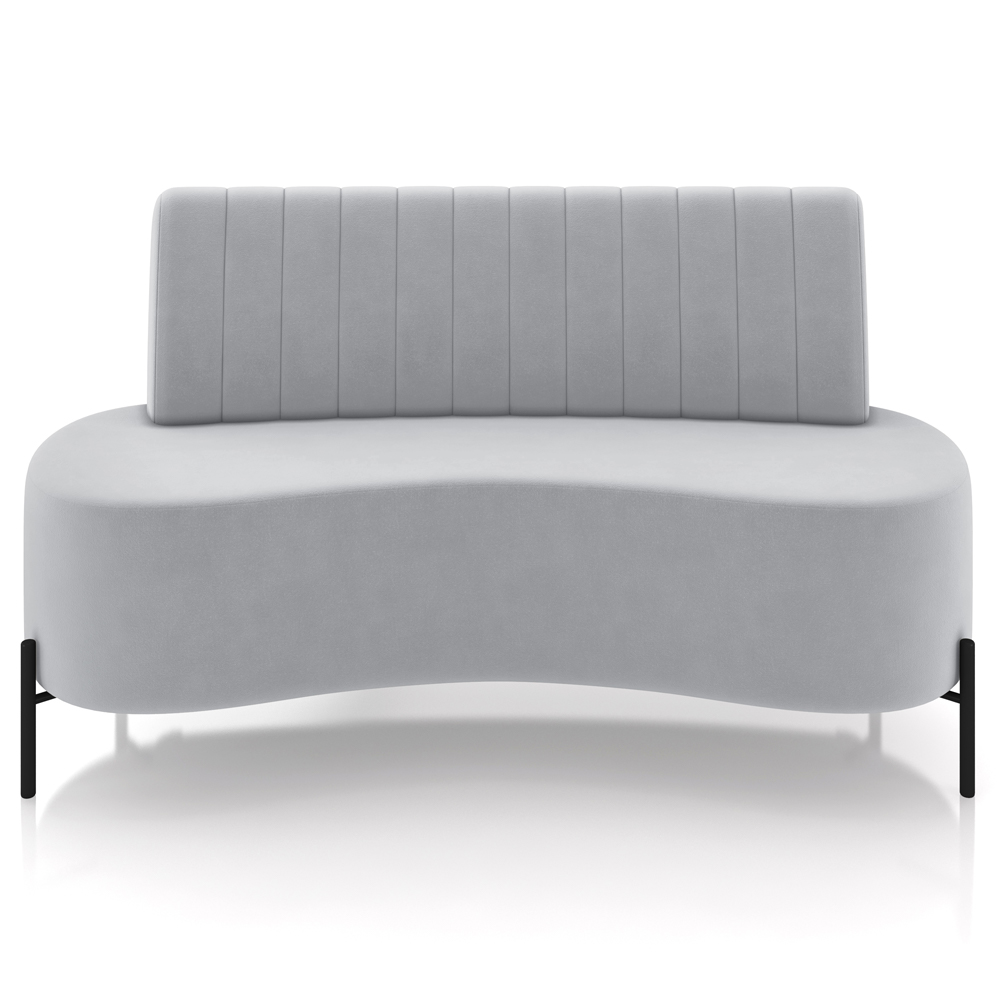 Sofá Chaise 2 Lugares Sala Living 135cm Pés Industrial Cayman K01 Veludo Cinza - Lyam Decor