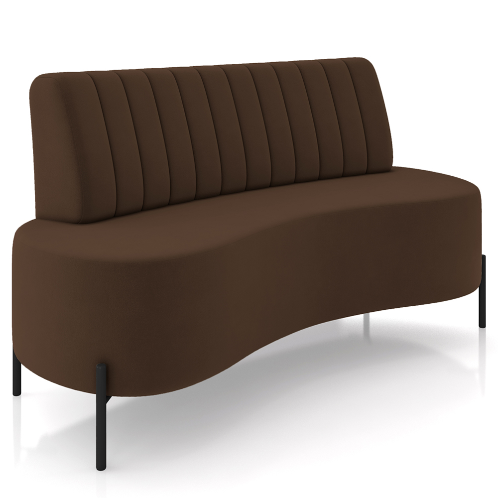 Sofá Chaise 2 Lugares Sala Living 135cm Pés Industrial Cayman K01 Veludo Marrom - Lyam Decor