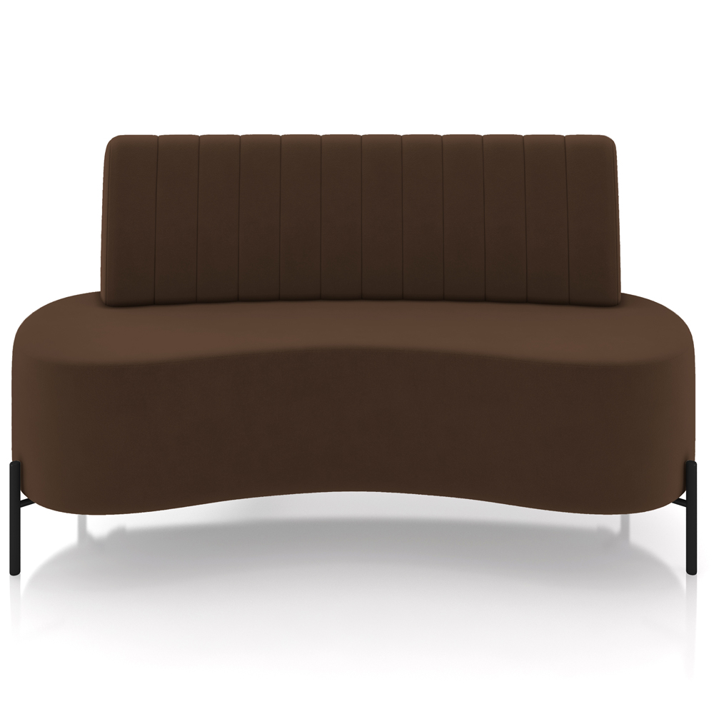 Sofá Chaise 2 Lugares Sala Living 135cm Pés Industrial Cayman K01 Veludo Marrom - Lyam Decor